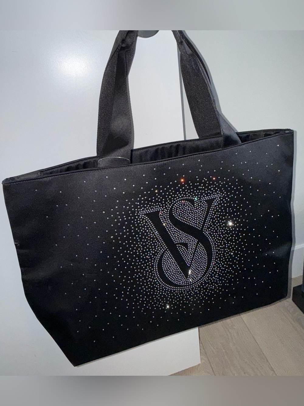 Victoria's Secret Black Rhinestone VS Logo Tote